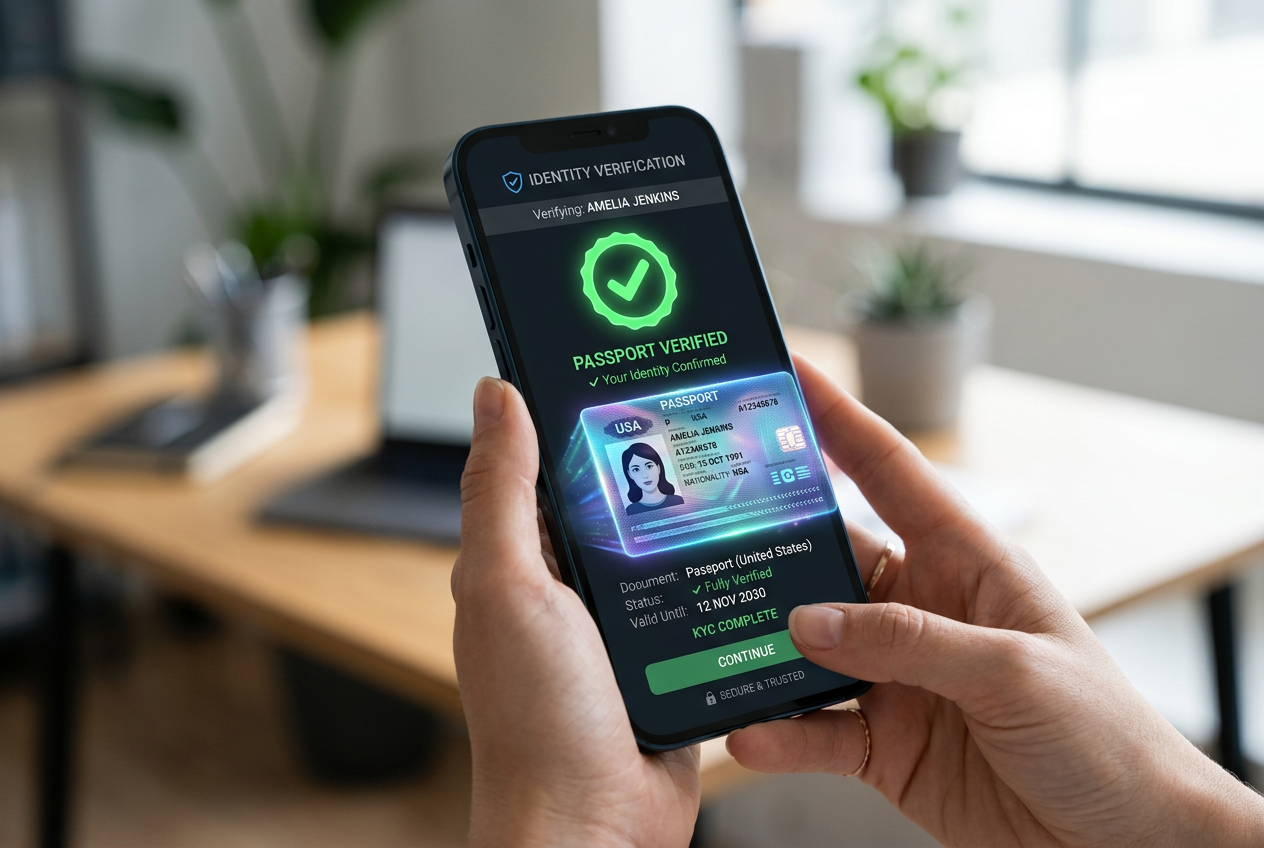 Proces weryfikacji tożsamości KYC w kasynie online na smartfonie